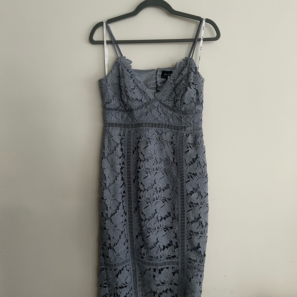 Bardot Gray Lace Midi Dress